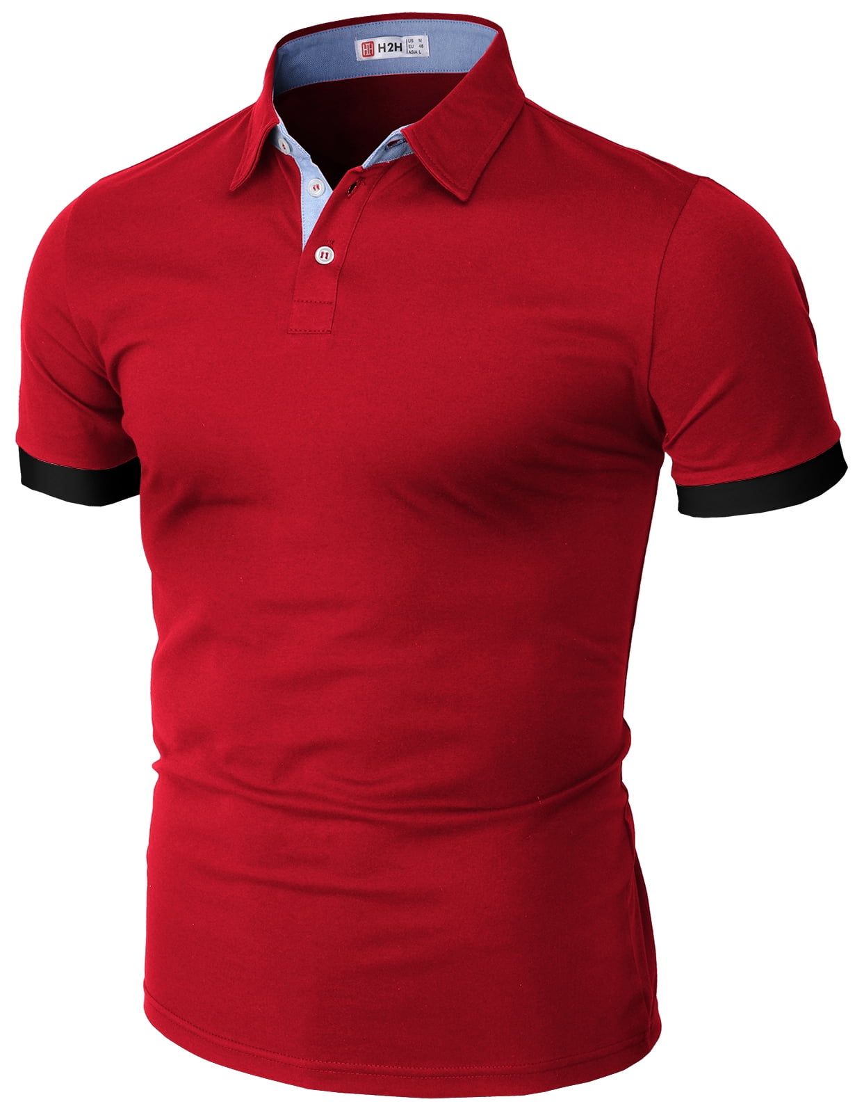H2H Mens Casual Slim Fit Polo TShirts Basic Designed With Pointed