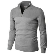 H2H Mens Casual Slim Fit Pullover Sweaters Long Sleeve Knitted Fabric Tops 1/4 Quarter Neck Style (CMOSWL057)