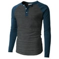 thumbnail image 1 of H2H Mens Casual Slim Fit Raglan Long Sleeve Henley T-Shirts(CMTTL077), 1 of 5