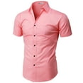 thumbnail image 1 of H2H Mens Casual Slim Fit Short Sleeve Shirts SALMON2 US S/ASIA M (KMTSTS0132), 1 of 6