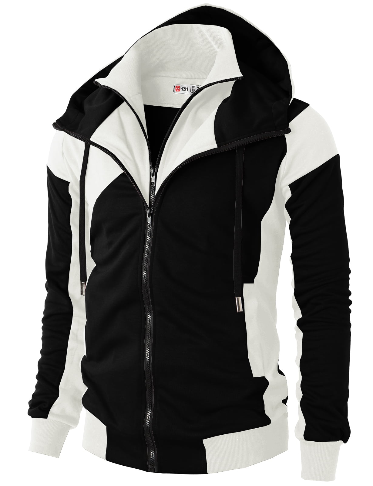 H2H Mens Casual Slim Fit Zip-up Hoodie Active Zip-up Jackets with