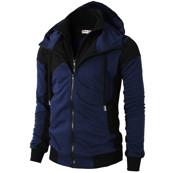 H2H Mens Casual Slim Fit Zip-up Hoodie Active Zip-up Jackets with Pockets (KMOHOL076)