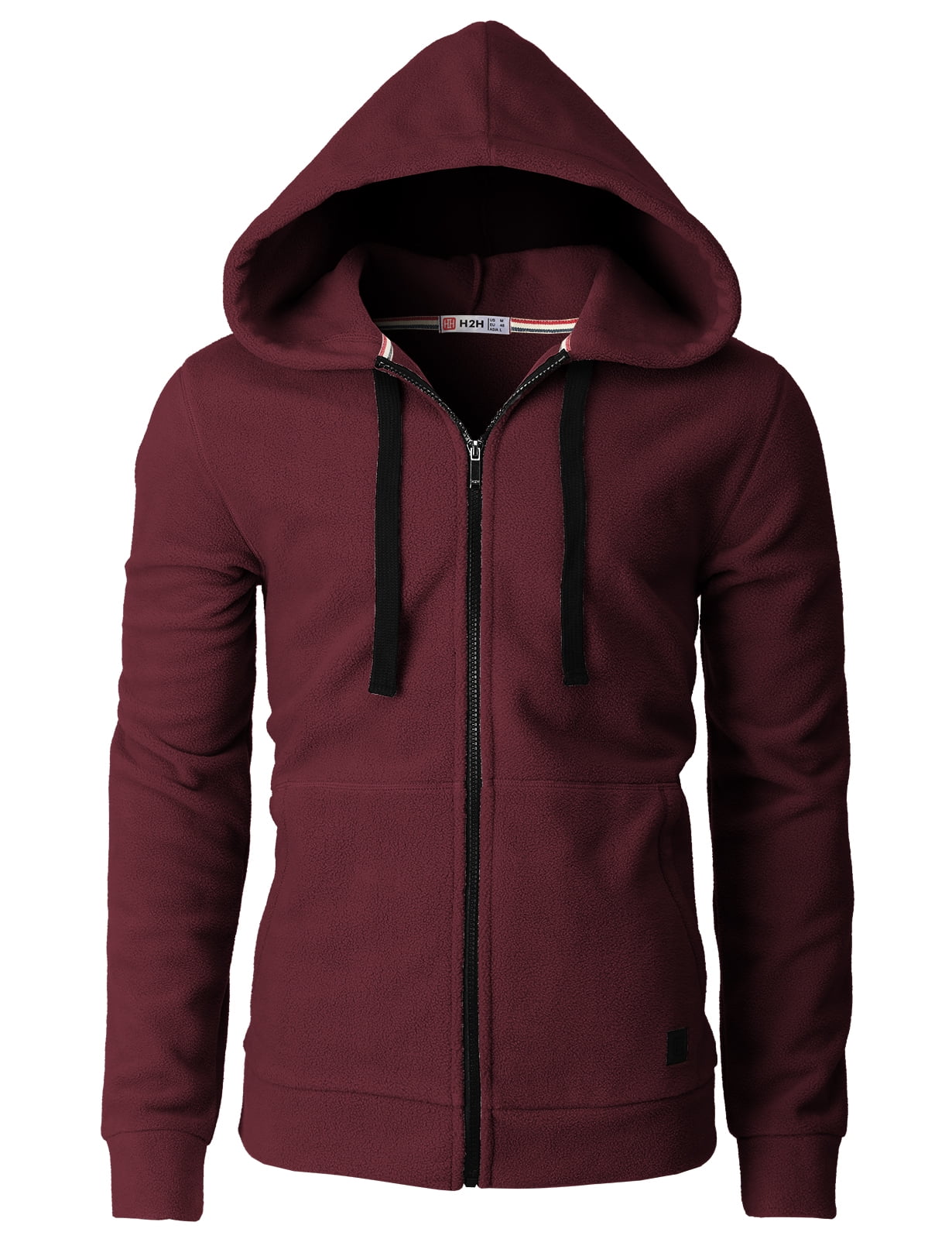H2H Mens Casual Slim Fit Zip up Hoodie Jacket Fleece Lightweight