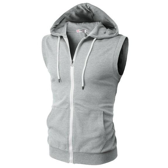 H2H Mens Casual Slim Fit Zip-up Hoodie Vest Lightweight Sleeveless Hooded (CMOHOSL08)