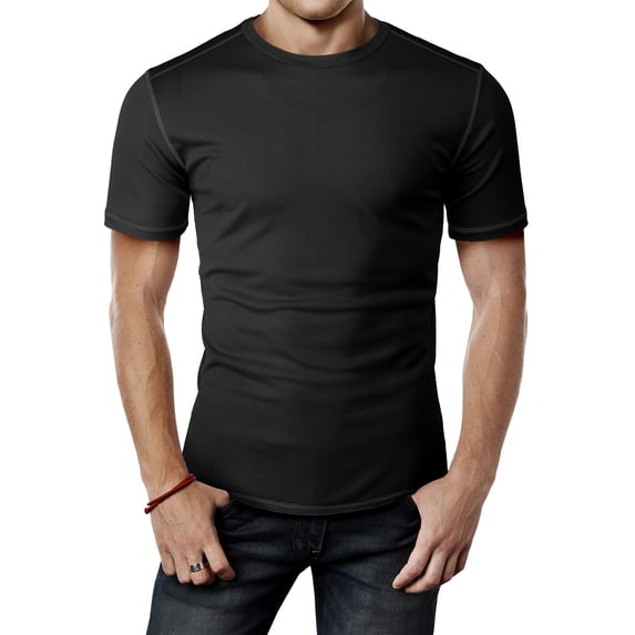 H2H Mens Cool Dry Compression Short Sleeve T-Shirts BLACK US 2XL/Asia 3XL (CMTTS264)