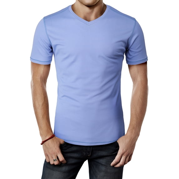 H2H Mens Cool Dry Compression Short Sleeve T-Shirts LIGHTBLUE US 2XL/Asia 3XL (CMTTS265)