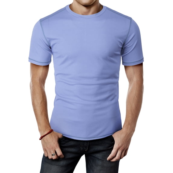 H2H Mens Cool Dry Compression Short Sleeve T-Shirts LIGHTBLUE US S/Asia M (CMTTS264)