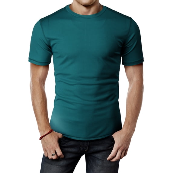 H2H Mens Cool Dry Compression Short Sleeve T-Shirts STEELBLUE US L/Asia XL (CMTTS264)