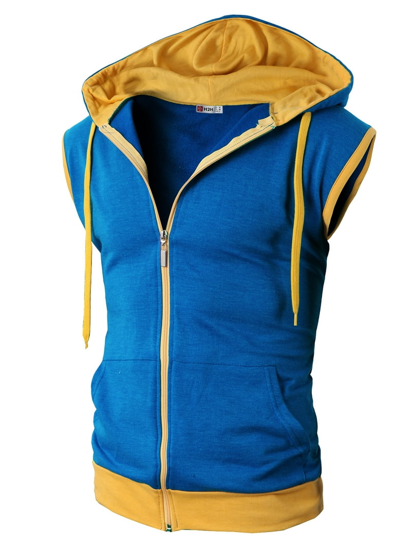 H2H Mens Fashionable Active Sleeveless Hoodie Zip-up Vest