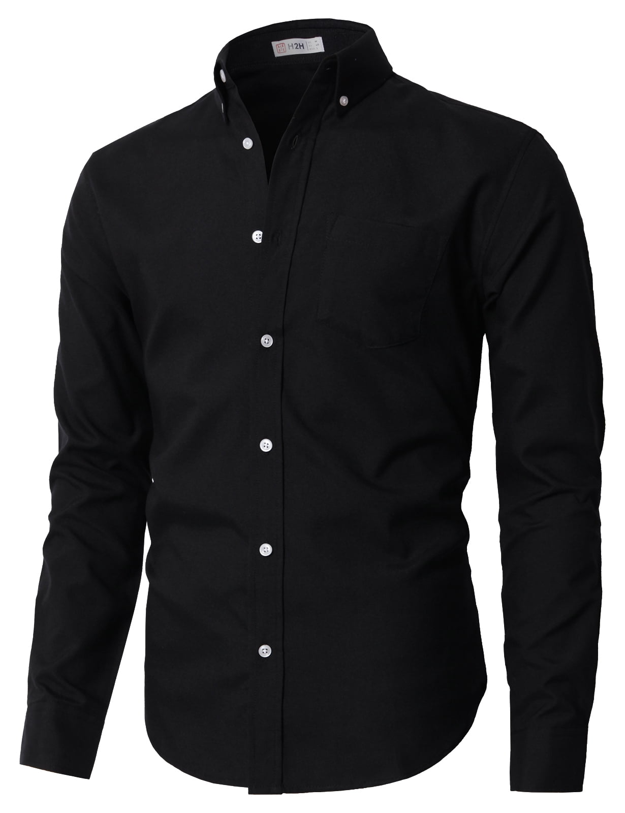H2H Men's Solid Long-Sleeve Oxford Dress Shirt BLUE US XL