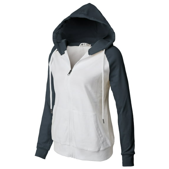 H2H Women's Drawstring Long Sleeve Hoodie WHITENAVY US XL/Asia XL (CWOHOL031)