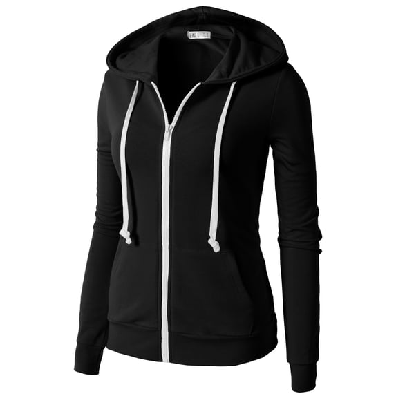 H2H Womens Active Slim Fit Zip Up Long Sleeve Hoodie Jacket BLACK US L/ASIA L (CWOHOL020)