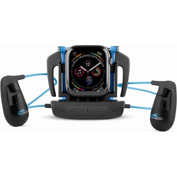 H2O Audio Interval Swim Headphones for Apple Watch – Waterproof IPX8 Swimming Earbuds with Bluetooth, 6-Hour Battery Life, Open-Ear Bone Conduction, and Goggle Loops – Blue