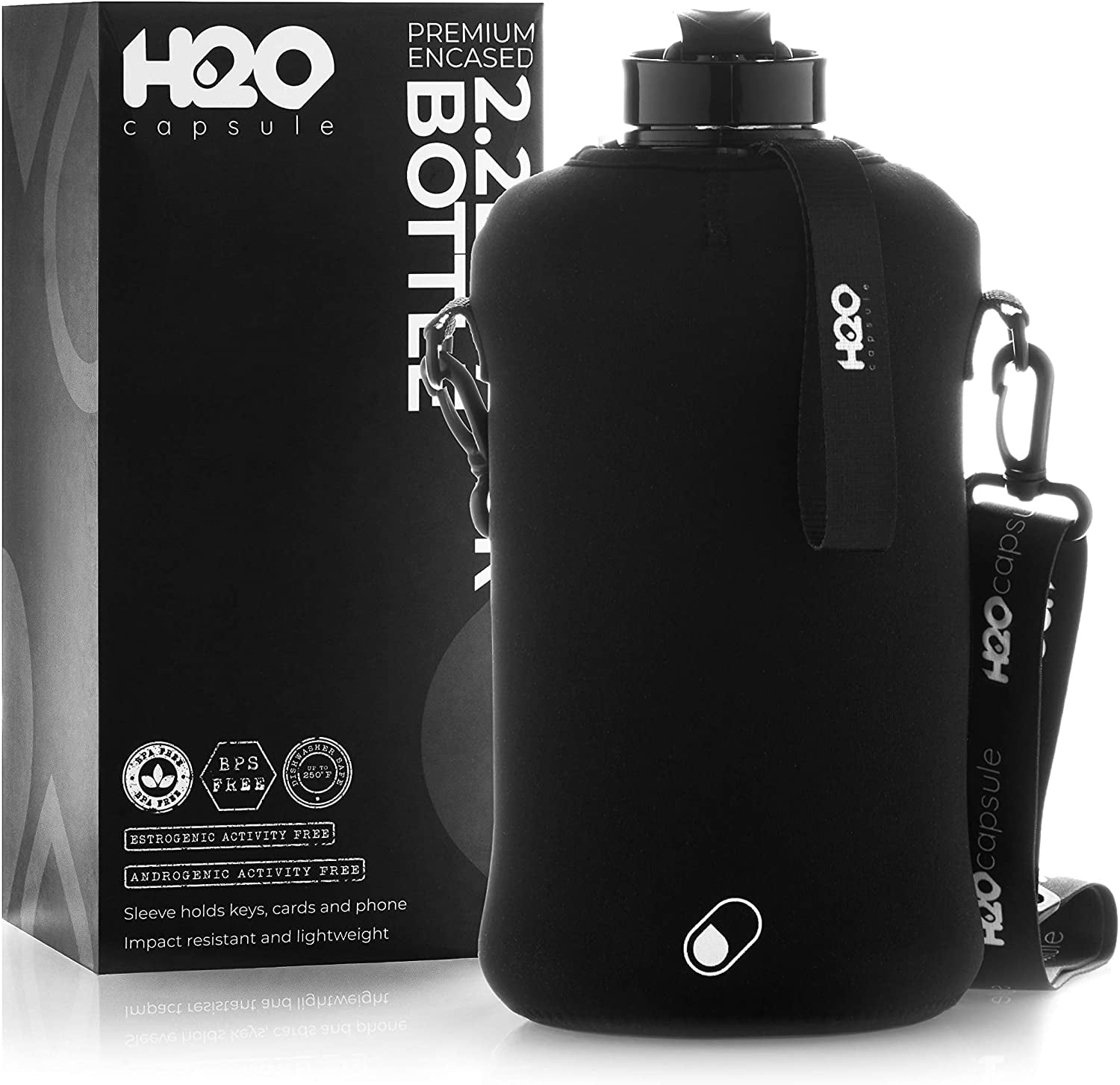 Hydrate 2.2 Litre Water Bottle - Now with Easy Drink Cap - Durable & E