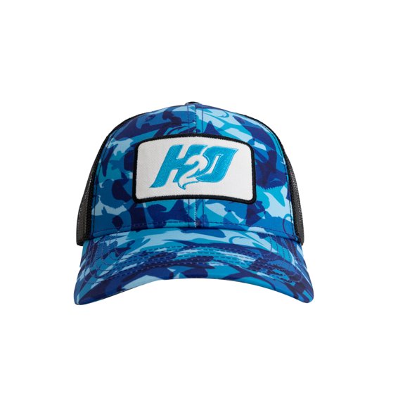 H2O H2OCAP02B Mens & Womens Cotton Wave Baseball Cap - Water-Theme Pool Guard Sun Protection Trucker Hat - Blue Camo