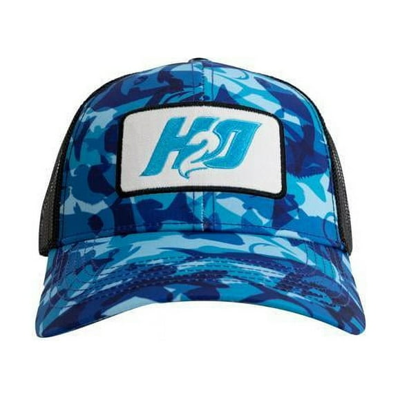 H2O H2OCAP02B Mens & Womens Cotton Wave Baseball Cap - Water-Theme Pool Guard Sun Protection Trucker Hat - Blue Camo