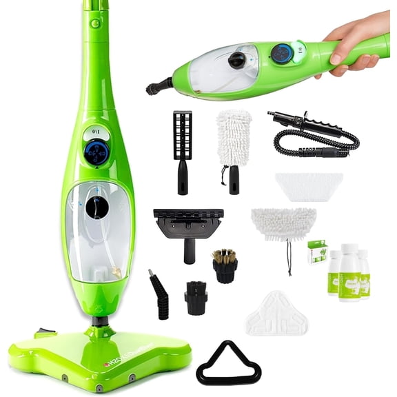 H2O X5 Steam Mop + Descaler– Chemical-Free, Multi-Surface Cleaner for Floors, Carpets & Windows, Handheld Steam Cleaner, Kills 99% of Germs, Lightweight & Eco-Friendly