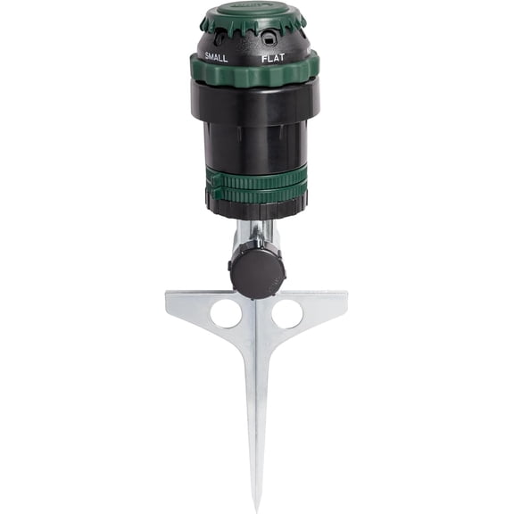 H2O-Six Gear-Drive Sprinkler on Metal T-Spike - Customizable Lawn Watering Coverage - Multi-Pattern Rotating Head with Adjustable Spray Range - Durable Outdoor Yard Irrigation Sprinkler - 58573