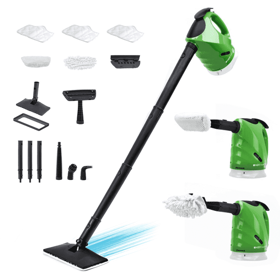 H2O Steam FX Pro 2-in-1 Handheld and Floor Steam Cleaner with Extra 2-Pack Microfiber Floor Pads, Multi-Surface