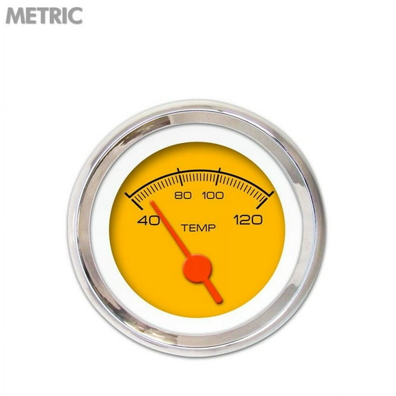 H2O Temp Ga. - Metric Comp Yellow, Or Vintage Nedl, Chrom Trm Rings~Style Kit