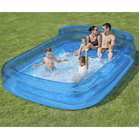 H2OGO! 10ft L Inflatable Family Lounge Pool with Built-In Bench Seat and Headrest, Durable Outdoor Backyard Swimming Pool for Kids and Adults