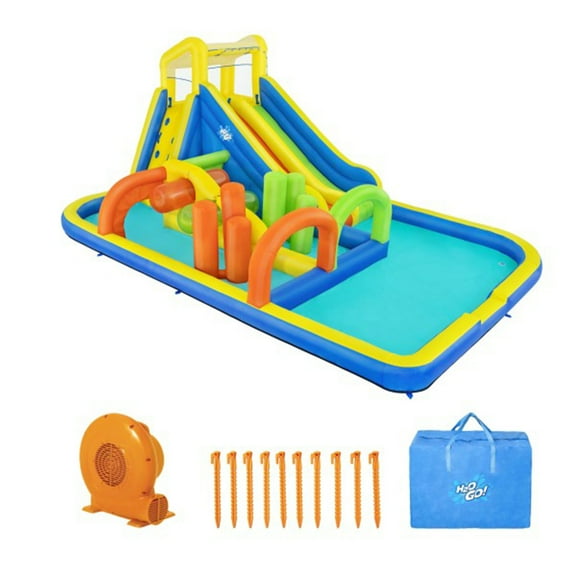 Open Box H2OGO! 19 Ft Tall AquaRace Kids Inflatable Water Park w/Dual Slides