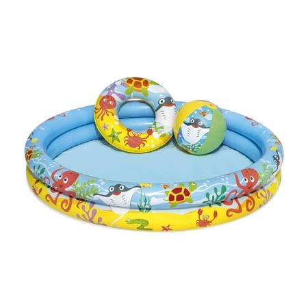 H2OGO! 48in. Inflatable Circle Baby Pool with Beach Ball and Swim Ring