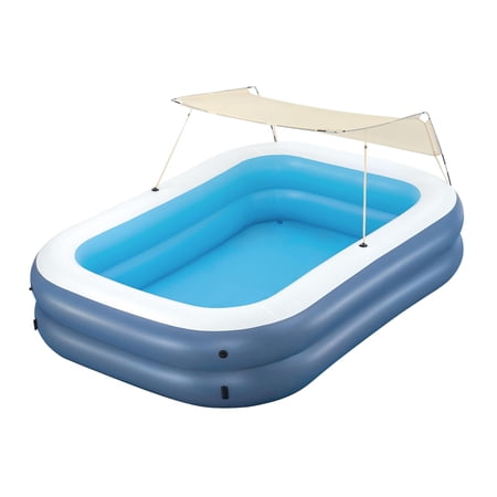 Bestway H2OGO Summer Bliss Shaded Inflatable Pool - 8 ft Rectangular Kiddie Pool
