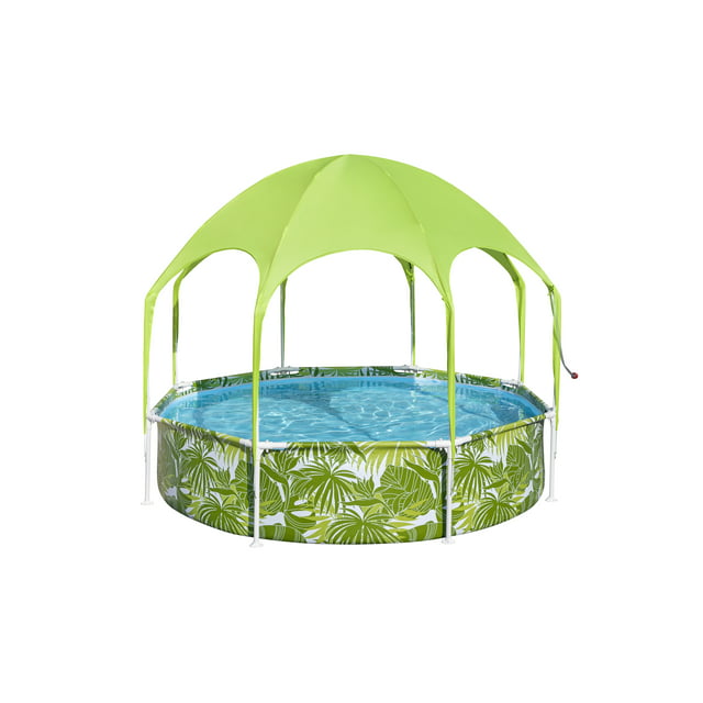 H2OGO 8 ft. x 20 in. Round Above Ground Pool Set With Pool Shade