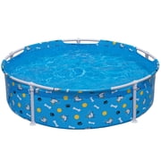 H2OGO! Fetchin Fun Pet Play Pool - Blue, 48 Dog Splash-Swim-Wade Tub, Bone-Ball- Paw Print, Metal Frame, Tritech Liner, Outdoor Animal Water Play