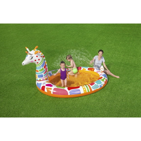 H2OGO! Groovy Giraffe Multicolor Child Inflatable Play Pool with Sprayer, Unisex