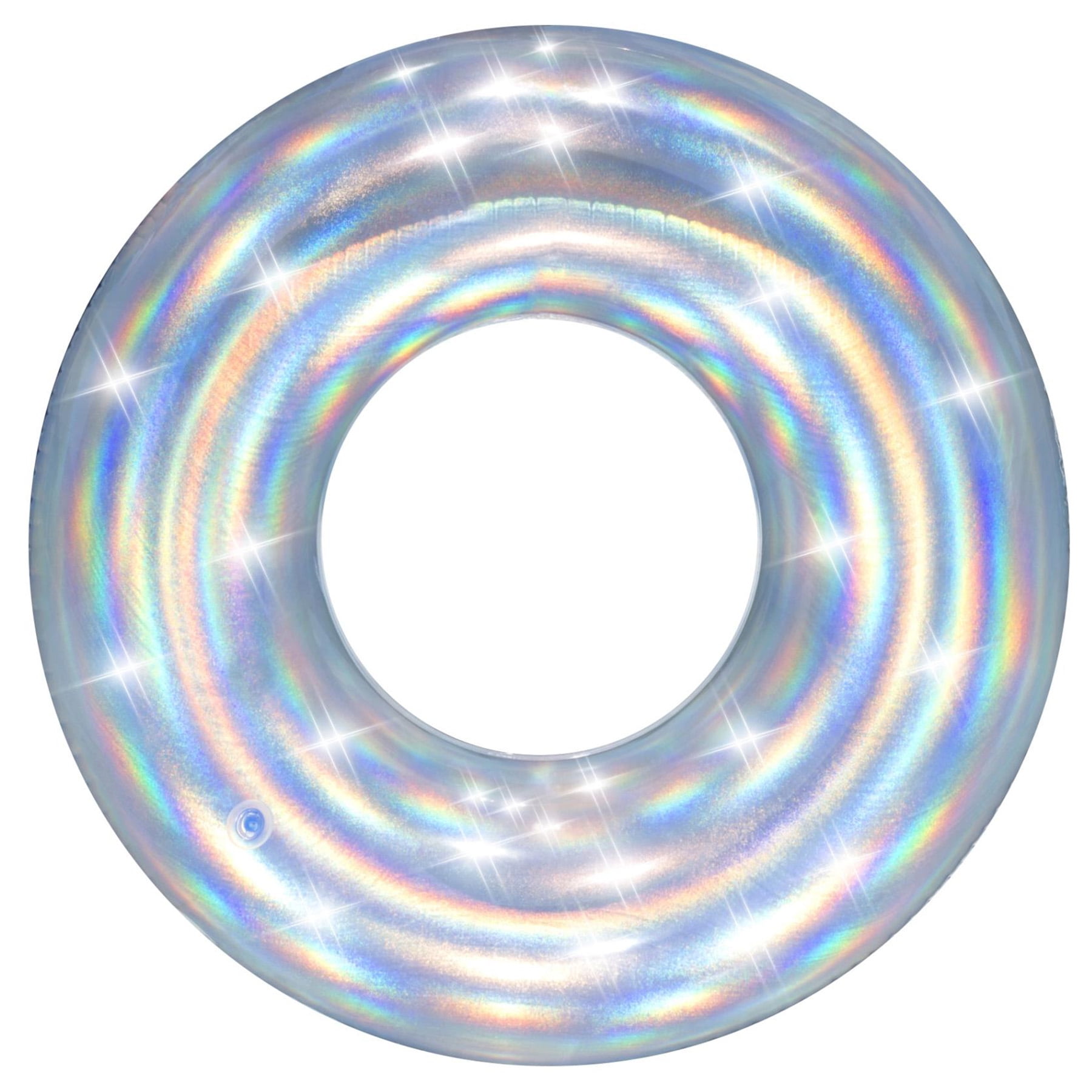 H2OGO! Inflatable Iridescent Silver Swim Tube 42” Pool Float, for Children & Teens 12+
