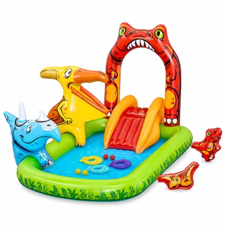 H2OGO! Jurassic Splash Inflatable Water Play Center, 7'11" x 55" x 54" Outdoor Activity
