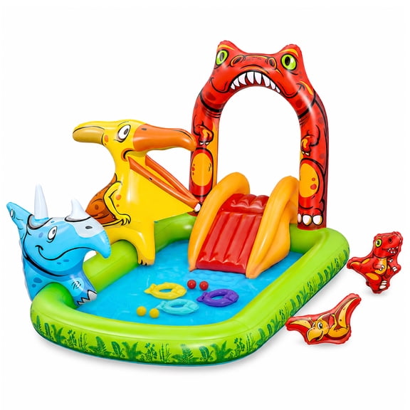 H2OGO! Jurassic Splash Inflatable Water Play Center, 7'11" x 55" x 54" Outdoor Activity
