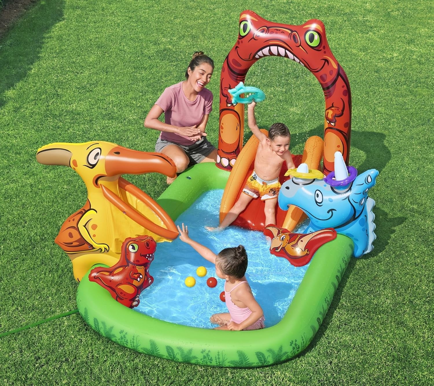 H2OGO! Jurassic Splash Kids Inflatable Water  Center - Outdoor Summer Pool Toy for Children Ages 2+