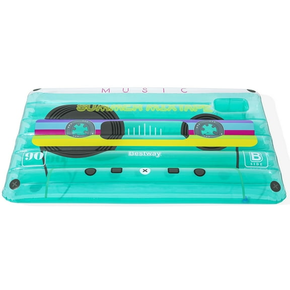 H2O GO Retro Beats Pool Float - 68.5" x 46", Teal Music Cassette Tape Design