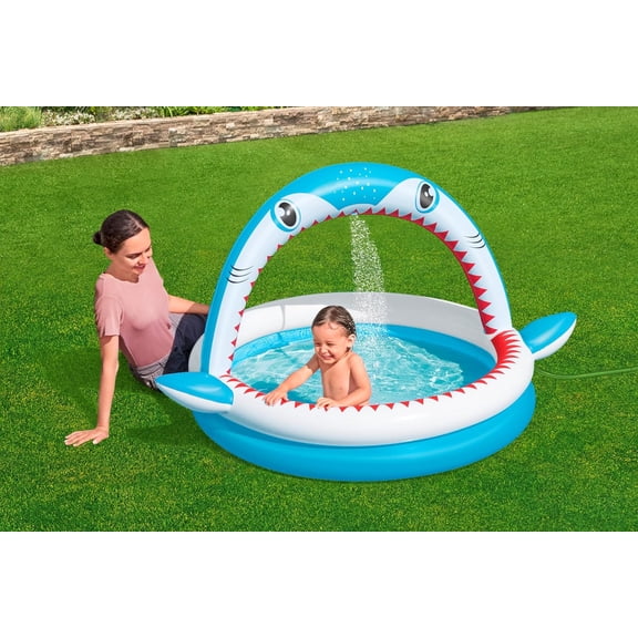 H2OGO! Sharktastic Kids Inflatable Sprinkler Play Pool