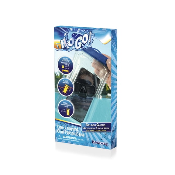 H2OGO! Splash Guard Waterproof Smart Phone Case, Most iPhone/ Samsung/ Android Phones up to 7 Long
