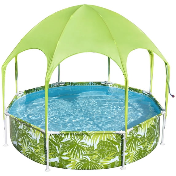 H2OGO!Splash-In-Shade Play Pool - 8' x 20" - 446 , UV Safe Shade Cover With Water Mister, Kids Pool