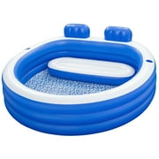 H2OGO! Splash Paradise Family Pool 77 x 72 x 31 - Inflatable, Blue & White, Bestway, 225 Gallon Capacity, Outdoor & Backyard, Bench Seat, Built-In Cupholders, Suitable For Children Ages 6+