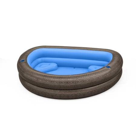H2OGO! TruPrint Wicker 7'7" x 70" x 21" Soft Sided Inflatable Family Kiddie Pool