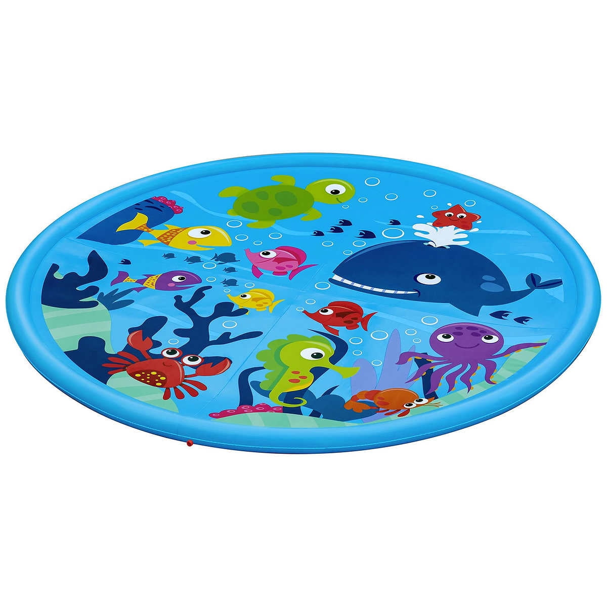 Blue Inflatable Round Kiddie Pool with Ocean Graphics