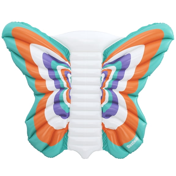 H2OGO! Boho Butterfly Pool Float - Teal-Purple-Orange, Inflatable Shaped Lounger, 39x30x48", Lay Flat, Beach & Water Play Accessory, Adults 220lb Cap