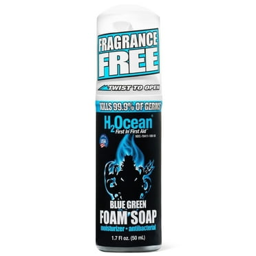 H2Ocean Blue Green Foam Soap Sea Salt Tattoo Aftercare Antibacterial Soap w Aloe Vera 1.7oz