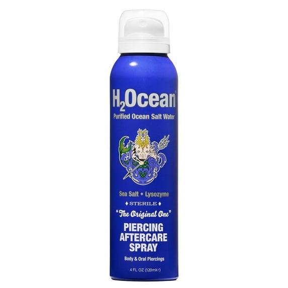 H2Ocean Tattoo and Piercing Aftercare Spray Sea Salt Saline Spray for Piercings 4oz 1pc