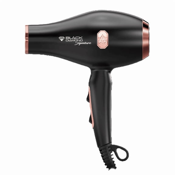 H2PRO BLACK DIAMOND Signature Professional Hair Dryer - Powerful & Quiet 1875W BLDC Motor, Ion Generator, Nano Technology, 3 Heat & 2 Speed Settings with Cool Shot Button, 2 Concentrators Included
