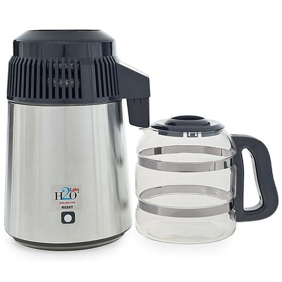 H2o 1 Gal 580W Stainless Steel Water Distiller with Automatic Shut-Off, Glass Carafe