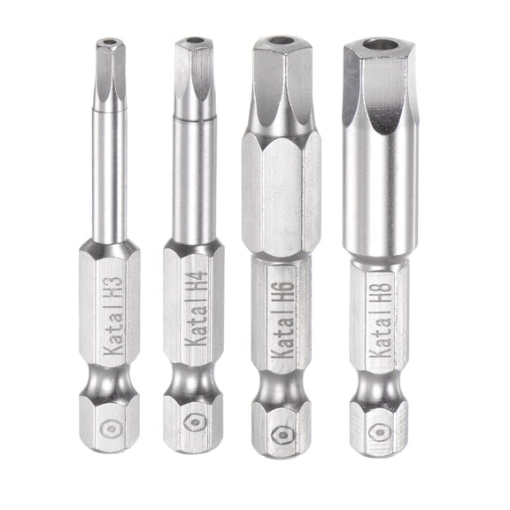 H3-H8 Magnetic Security Pentagon Screwdriver Bit Set 1/4" Hex Shank 2" Length Screw Driver