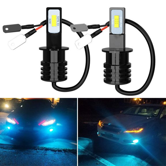 H3 LED Foglight Bulbs,4000LM 8000K Ice Blue,2 Bulbs