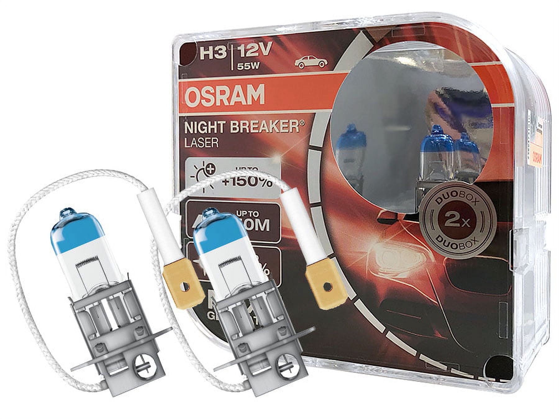 H3 Osram Night Breaker Laser Halogen Headlight Bulb 64151NL (Pack of 2)